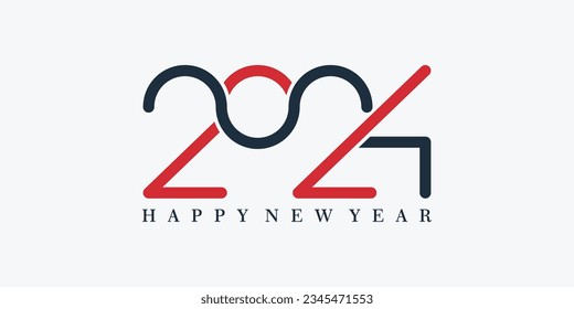 2024 happy new year logo design with 2024 number design vector