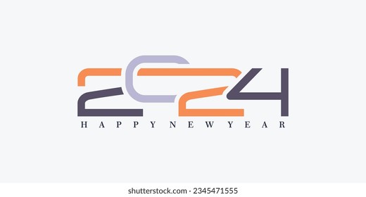 2024 happy new year logo design with 2024 number design vector