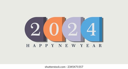 2024 happy new year logo design with 2024 number design vector