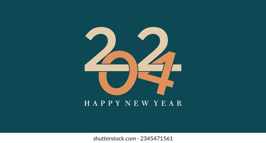 2024 happy new year logo design with 2024 number design vector