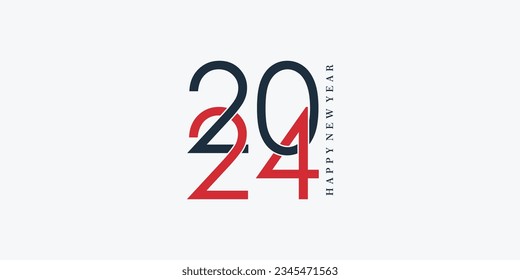 2024 happy new year logo design with 2024 number design vector