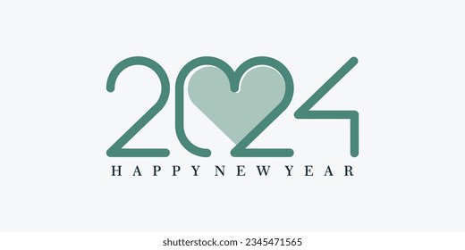 2024 happy new year logo design with 2024 number design vector