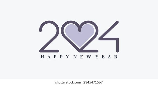 2024 happy new year logo design with 2024 number design vector