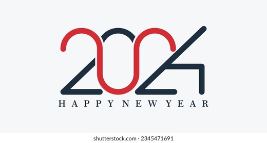 2024 happy new year logo design with 2024 number design vector