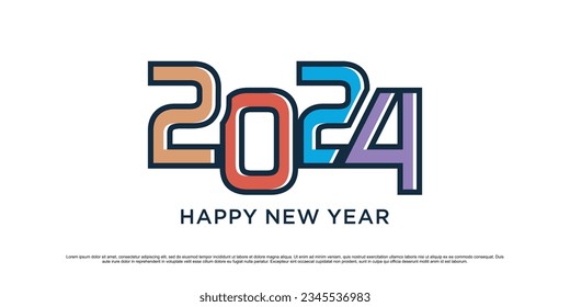2024 Happy new year logo design template vector illustration with creative unique concept