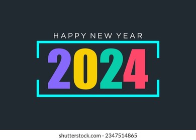 2024 Happy New Year logo design vector. colorful new year 2024 design