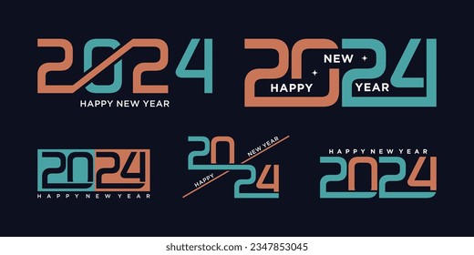 2024 happy new year logo design template vector illustration with unique modern concept