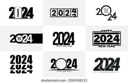 2024 Happy New Year logo text design. Set of 2024 number design template. Vector illustration.