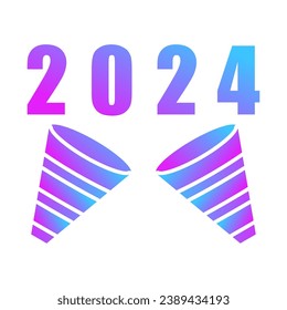 2024 Happy New Year logo text design. Set of 2024 number design template. Christmas symbols 2024 Happy New Year. Vector illustration with black labels Icon editable
