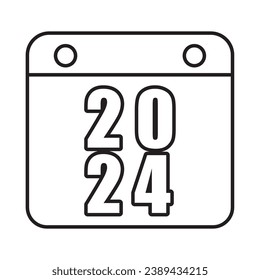 2024 Happy New Year logo text design. Set of 2024 number design template. Christmas symbols 2024 Happy New Year. Vector illustration with black labels Icon editable