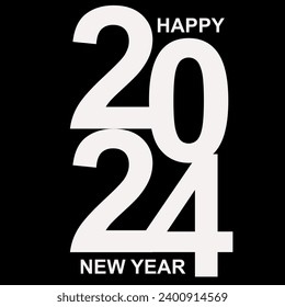 2024 Happy New Year logo text design. Vector illustration with black labels logo for diaries, poster, notebooks, calendars.