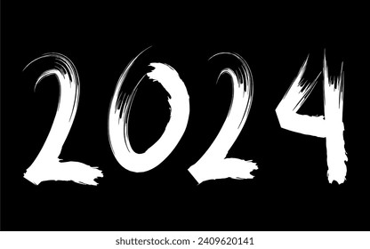 2024 Happy New Year logo text design. Set of 2024 number design template. Christmas symbols 2024 Happy New Year. Vector illustration with black labels logo notebooks, calendars.