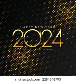 2024 Happy New Year and Merry Christmas Abstract shiny color gold circle design element