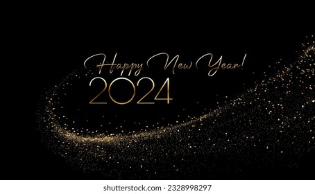 2024 Happy New Year and Merry Christmas Abstract shiny color gold design element