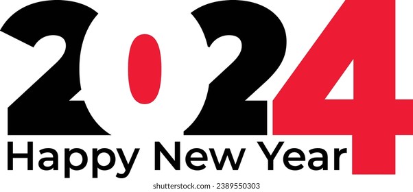 2024 Happy New Year Message on White Background