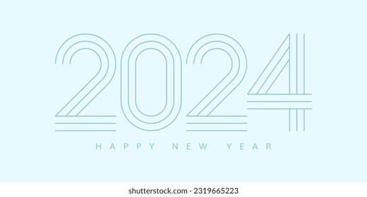 2024 Happy New Year. 2024 modern text vector design.