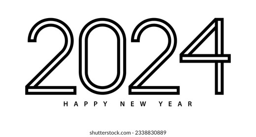 2024 Happy New Year. 2024 modern text vector design.

