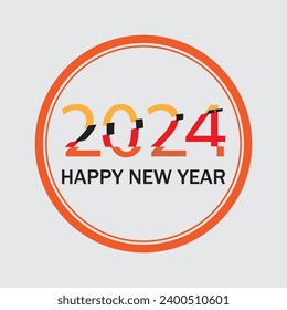 2024 happy new year number text design on circle for brochure,banner,banner design,calendar isolated on gray background