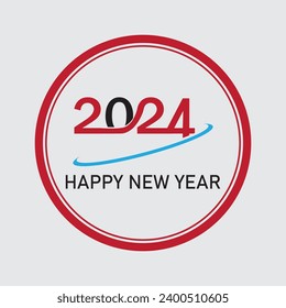 2024 happy new year number text design on circle for brochure,banner,banner design,calendar isolated on gray background
