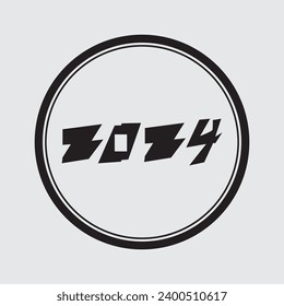 2024 happy new year number text design on circle for brochure,banner,banner design,calendar isolated on gray background