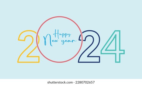 2024 Happy new year. 2024 New Year numbers with gradient colorful banner. 2024 Happy New Year logo text design for cover photo. Number design template. Greeting banner template. Happy New Year cover.