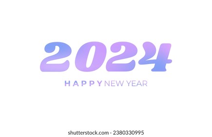 2024 Happy New Year poster. Y2K style illustration. Trendy minimalist aesthetic color. Vector illustration concept