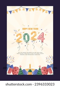 2024 Happy New Year Poster Template