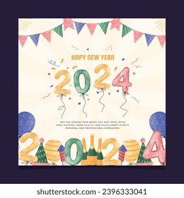 2024 Happy New Year Poster Template