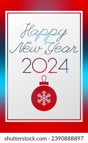 2024 Happy New Year red and blue gradient vector. Greeting card. Banner for winter holiday, celebration, congratulation, decoration