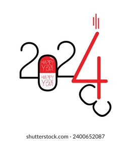 2024 happy new year red and black falling 2023 year 