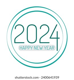 2024 Happy New Year Round Design Unique Vector Green Circle