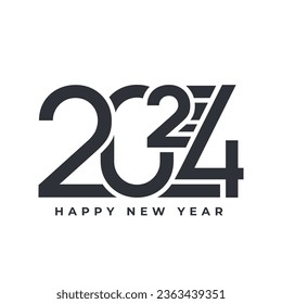 2024 Happy New Year sign or emblem. Christmas card with typography logo 2024. Vector holiday composition of numbers.