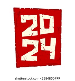 2024 Happy New Year. Sign, banner, poster. Digit, date, number. Colored silhouette. Vertical front view. Vector simple flat graphic illustration. Isolated object on a white background. Isolate.