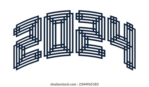 2024. Happy New Year. Simple sport style lines happy new year 2024. Abstract numbers vector illustration. Holiday design for greeting card, invitation, calendar, etc. vector stock illustration.