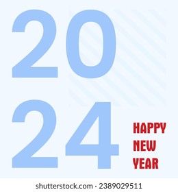 2024 happy new year social media post template with sky blue background	