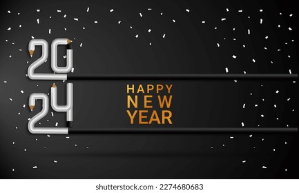 2024 Happy New Year template. Happy new year 2024, greeting cards, posters, or web banner vector illustration