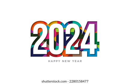 2024 Feliz Año Nuevo Vector de Diseño de Textos. Plantilla de diseño de números 2024. Símbolo de Año Nuevo Feliz 2024. Ilustración vectorial.