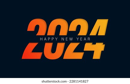 2024 Feliz Año Nuevo Vector de Diseño de Textos. Plantilla de diseño de números 2024. Símbolo de Año Nuevo Feliz 2024. Ilustración vectorial.