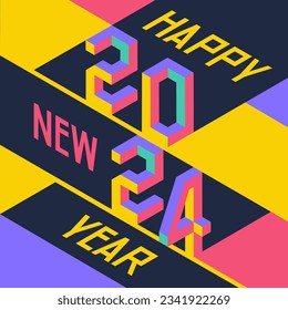 2024 Happy New Year  text design. 2024 number design template. Vector illustration. Design typography logo 2024 for celebration and season decoration, banner. 