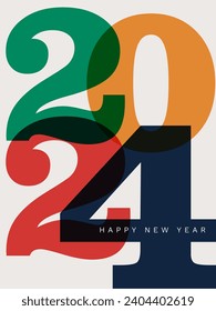 2024 Happy New Year typography simple vector