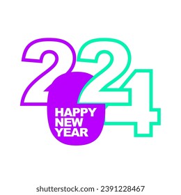 2024 feliz año nuevo módulo de plantilla de publicación icono de ilusiones vectoriales 