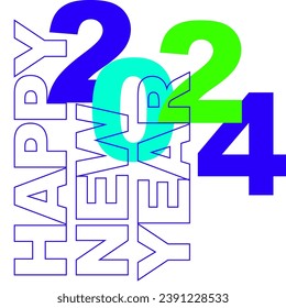 2024 Happy New Year Unit Post Template Icon Vektorgrafik eps 