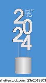 Ilustración del vector del año 2024 feliz	