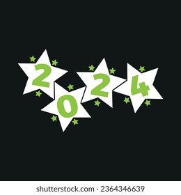 2024 happy new year, vector text tshirt design, congratulation event, T-shirt, party, high school or college graduate. Lettering for greeting, invitation card