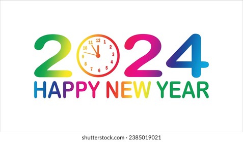 2024 Happy New Year Vector illustration. Celebration concept. Template for background, banner, card, poster with text inscription.
