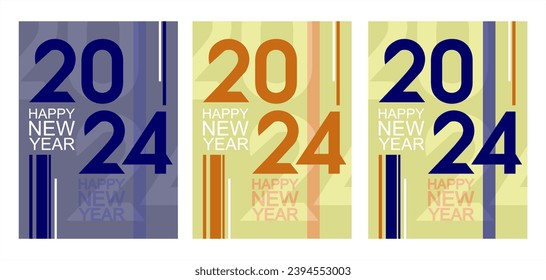 2024 Happy New Year. New Year's card. Card with numbers. Yellow and blue colors.