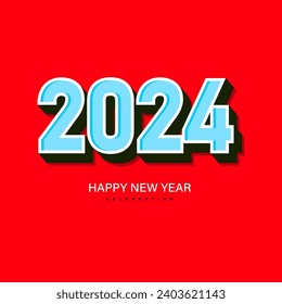 2024 Happy New Year's for Your Celebrations blue text on red background