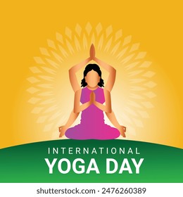 2024 international yoga day banner woman yoga pose illustration