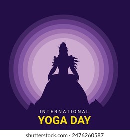 2024 international yoga day banner lord shiva yoga pose illustration