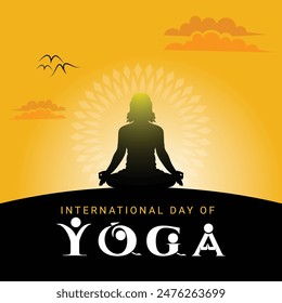 2024 día internacional del yoga Anuncio mujer yoga pose ilustración